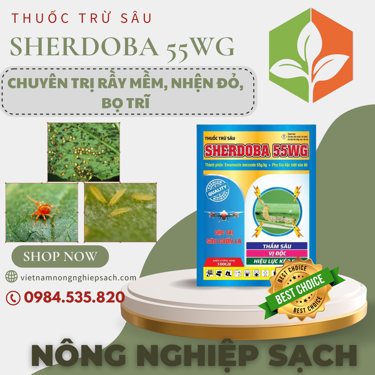 SHERDOBA 55WG QUATAR CHUYÊN TRỊ RẦY MỀM, NHỆN ĐỎ, BỌ TRĨ