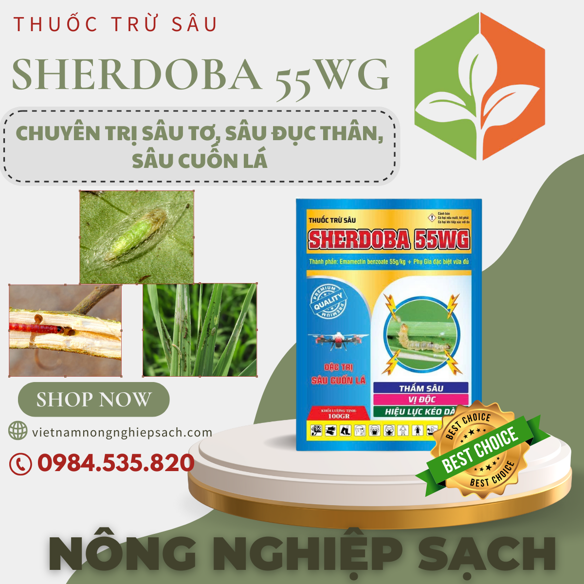 SHERDOBA 55WG QUATAR CHUYÊN TRỊ SÂU TƠ, SÂU ĐỤC THÂN, SÂU CUỐN LÁ