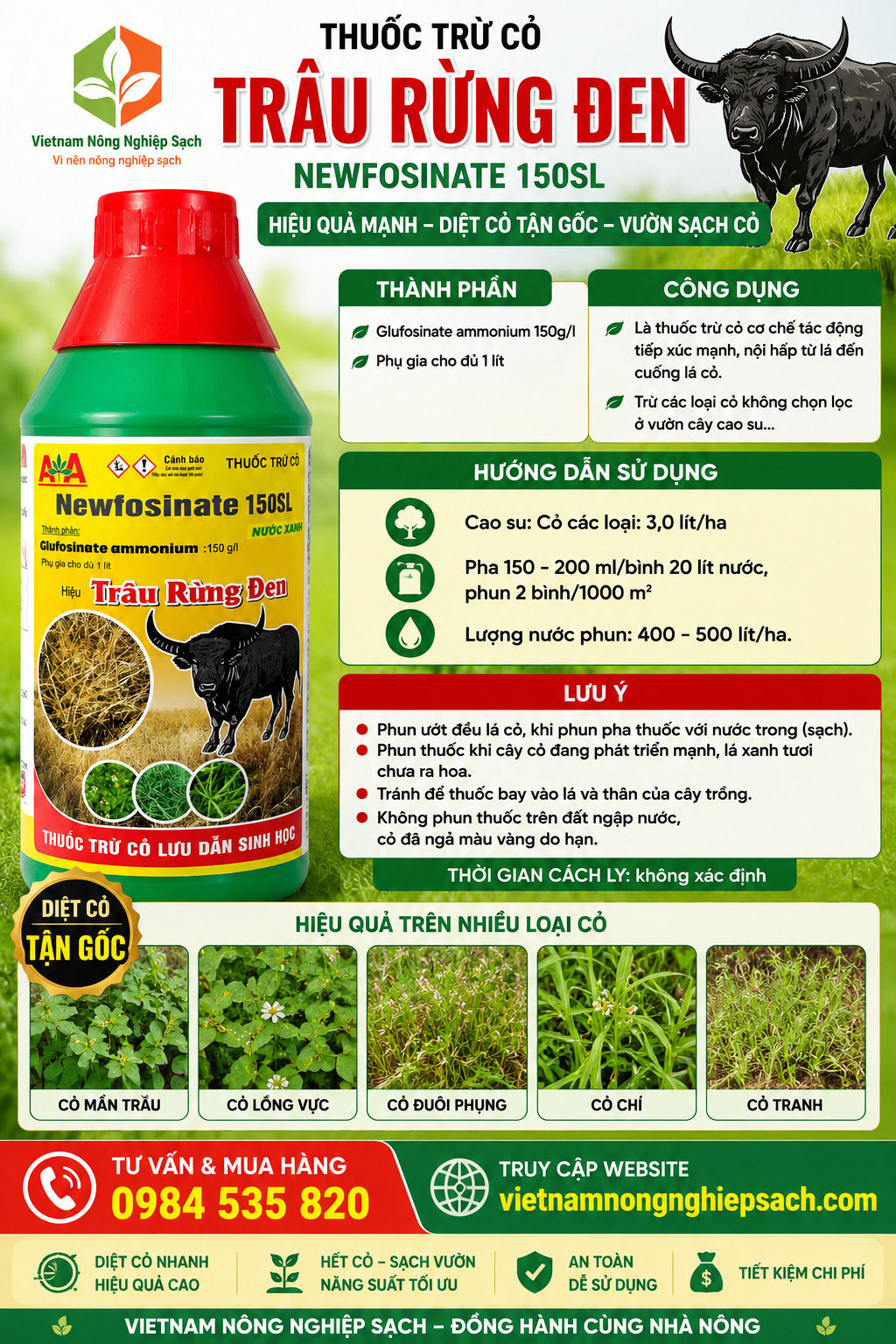 NEWFOSINATE 150SL TRÂU RỪNG ĐEN NEWFOSINATE 150SL TRÂU RỪNG ĐEN