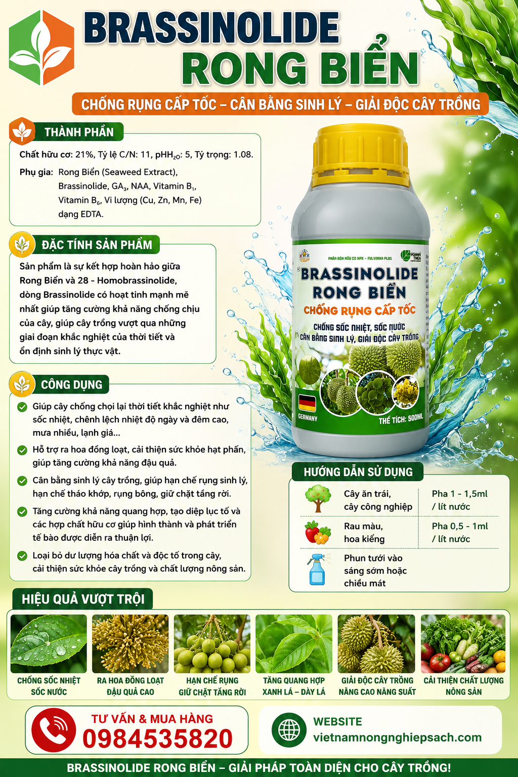 BRASSINOLINE RONG BIỂN CHAI 500ML