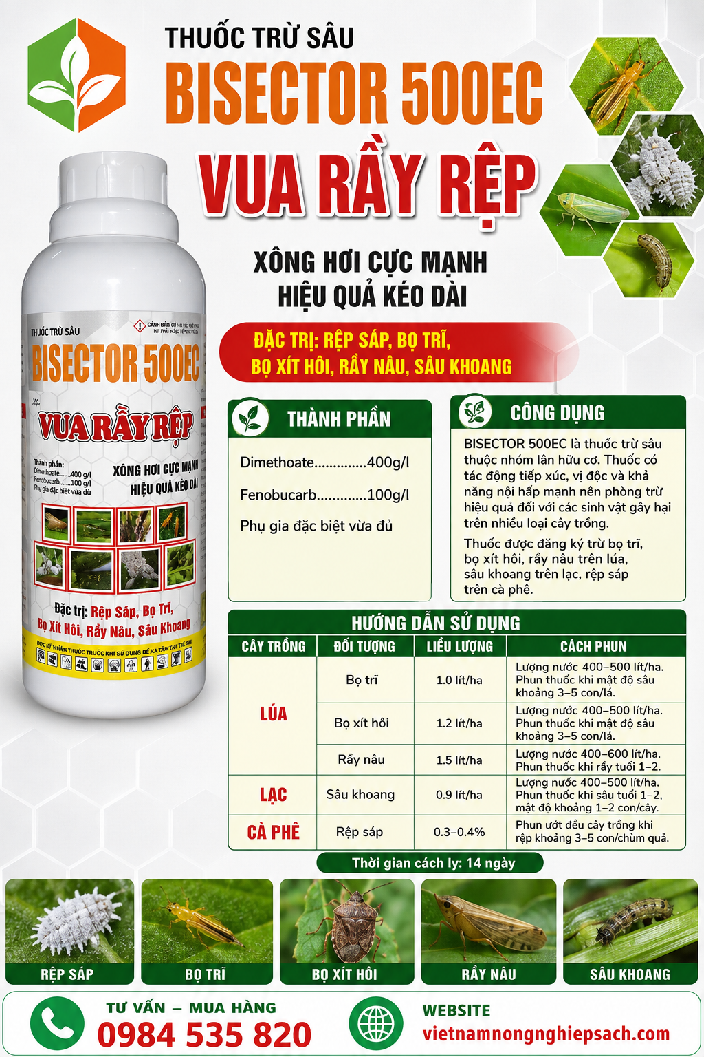 VUA RẦY RỆP THUỐC TRỪ SÂU BISECTOR 500EC